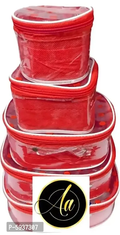 Stylish Red Plastic Vanity Box Organizers- 5 Pieces Set