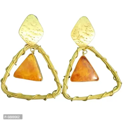 Stylish Geometeric Handmade Premium quality brass earrings for girls and women