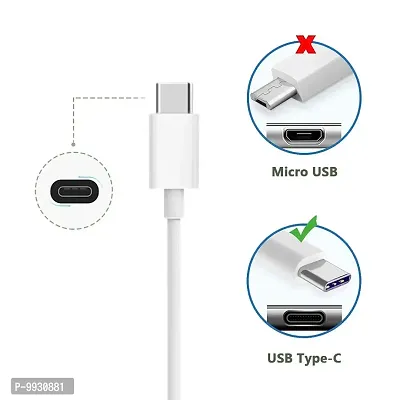 Charging And Type-C Data USB Cable For Iqoo Z6 Lite 5G - Best Tangle Free ,1 Meter, White-thumb3