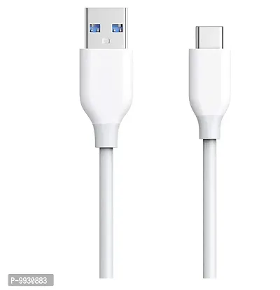 Charging And Type-C Data USB Cable For Samsung Galaxy M32 - Best Tangle Free ,1 Meter, White-thumb0