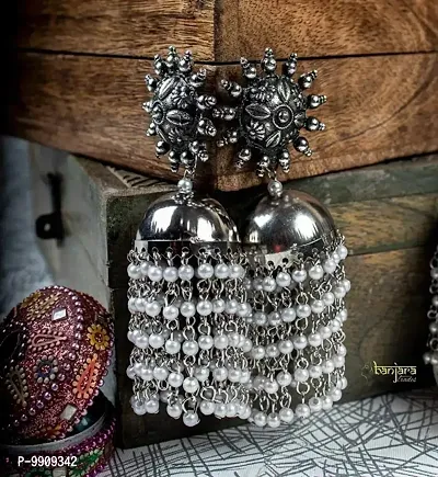 Designer Sparkling Pearl Jaal Chakra Earrings for women and girls-thumb0