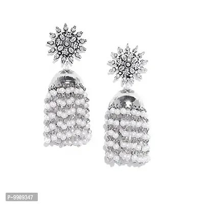 Designer Sparkling Pearl Jaal Chakra Earrings for women and girls-thumb0