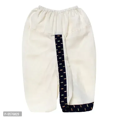 "superminis Boy's Cotton Kurta with Dhoti - Golden Thread Work, Round Collar, Full Sleeves, Side Button Kurta Set for Ethnic Wear (Navy Blue, 3-6 Months)"-thumb5