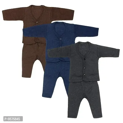superminis Baby Boys and Baby Girls Super Warm Milanch Thermal Set for Winters (Pack of 3)