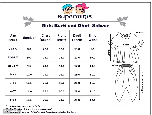 Superminis Baby Girls Jaipuri Print Frock Style Kurti with Frill Sleeves and Dhoti Style Salwar with Elastic Closure Ethnic Dress (Peach, 6-12 Months)-thumb3