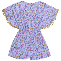 "Superminis Girls Floral Print Cotton Rayon Kaftan Style Playsuit/Jumpsuit with Pom Pom (Pink, 7-8 Years)"-thumb1