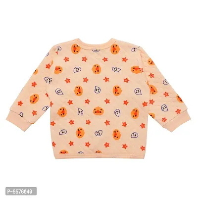 "Superminis Baby Boys and Baby Girls Fine Quality Front Open Winter Wear Printed Top and Pyjama with Rib, Pack of 1 Set (0-3 Months, Peach)"-thumb3