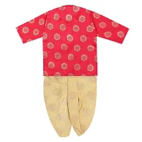 "Superminis Baby Boys Fancy Ethnic Wear Cotton Golden Thread Work Kurta with Cream Color Elastic Dhoti (Magenta, 12-18 Months)"-thumb3