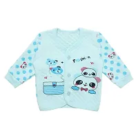 Superminis Baby Boys and Baby Girls Fine Quality Front Open Winter Wear Printed Top and Pyjama with Rib, Pack of 1 Set (6-12 Months, Sky Blue)-thumb1