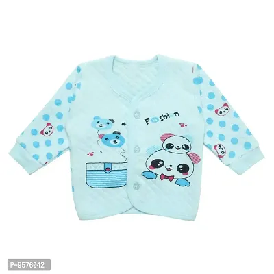 Superminis Baby Boys and Baby Girls Fine Quality Front Open Winter Wear Printed Top and Pyjama with Rib, Pack of 1 Set (6-12 Months, Sky Blue)-thumb2