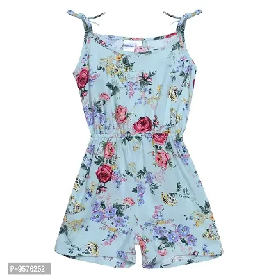 Superminis Baby Girls Floral Print Cotton Rayon Playsuit/Jumpsuit (Green, 3-4 Years)