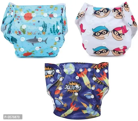 "Superminis ""CARES"" Baby Diaper - Waterproof, Adjustable, Washable and Reusable Pocket Diapers for Newborns and Infants, Pack of 3"