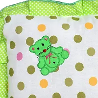 "Superminis Cotton Baby Head Pillow with 2 Bolster/Round Side Pillows - Embroidered, Dot Printed for New Born (0-12 Months, Green)"-thumb3