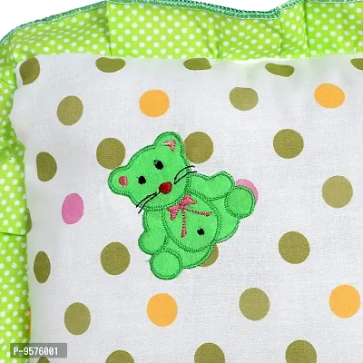 "Superminis Cotton Baby Head Pillow with 2 Bolster/Round Side Pillows - Embroidered, Dot Printed for New Born (0-12 Months, Green)"-thumb4