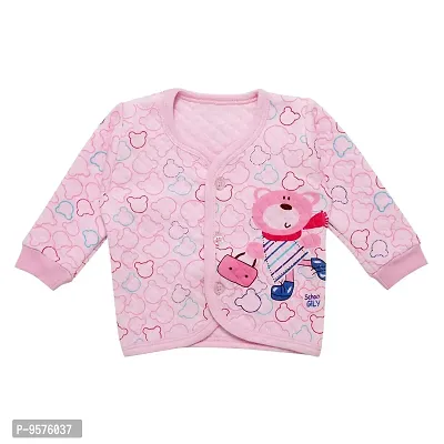 "Superminis Baby Boys and Baby Girls Fine Quality Front Open Winter Wear Printed Top and Pyjama with Rib, Pack of 2 Set (0-3 Months, Pink and Peach)"-thumb2