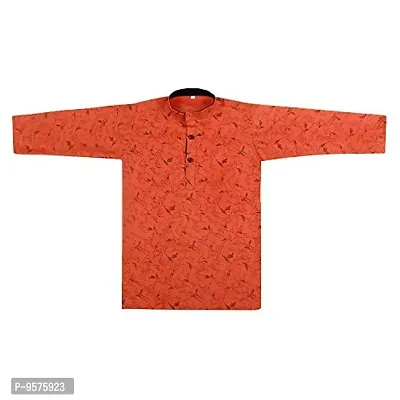 "Superminis Baby Boys Thread Kantha Print Cotton Ethnic Wear Kurta Pyjama (9-10 Years, Orange)"-thumb2