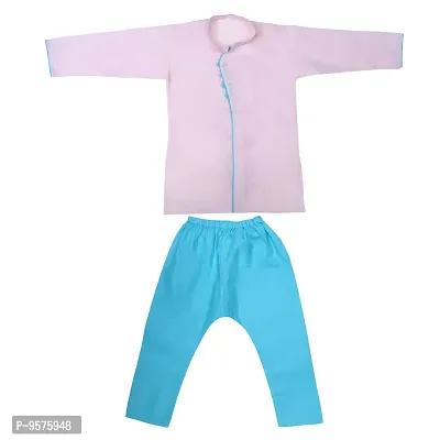 "Superminis Baby Boy's Cotton Ethnic Wear Kurta Pyjama with Fancy Piping (Baby Pink, 18-24 Months)"