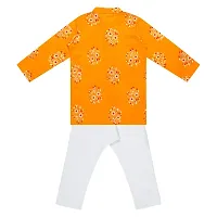 Superminis Baby Boys Cotton Ethnic Wear Gold Foil Printed Kurta with Elastic White Pyjama (Yellow, 2-3 Years)-thumb2