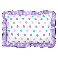 Superminis Cotton Baby Head Pillow with 2 Bolster/Round Side Pillows - Embroidered, Dot Printed for New Born (0-12 Months, Purple)-thumb2