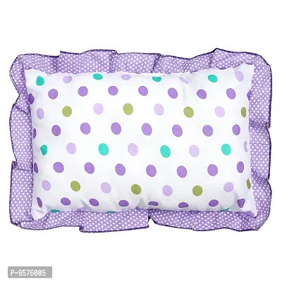 Superminis Cotton Baby Head Pillow with 2 Bolster/Round Side Pillows - Embroidered, Dot Printed for New Born (0-12 Months, Purple)-thumb3