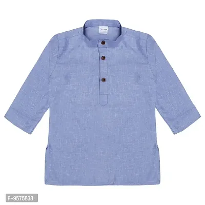 Superminis Baby Boys Ethnic Wear Khadi Cotton Kurta Pyjama Set with Wooden Button (Sky Blue, 18-24 Months)-thumb4