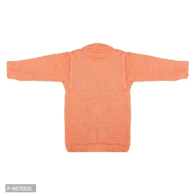 "Superminis Baby Girl and Baby Boy Woollen Sweater with Cap and Booties for 0-6 Months (3pc, Orange)"-thumb3