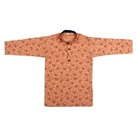 Superminis Baby Boys Flower Print Cotton Ethnic Wear Kurta with Colored Pyjama (Orange, 5-6 Years)-thumb1