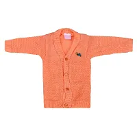 "Superminis Baby Girl and Baby Boy Woollen Sweater with Cap and Booties for 0-6 Months (3pc, Orange)"-thumb1