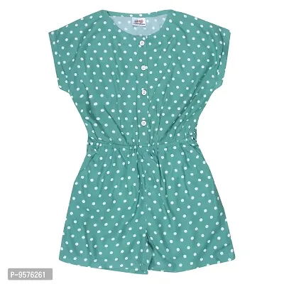 "Superminis Baby Girls Polka Dot Printed Cotton Rayon Playsuit/Jumpsuit (Green, 3-4 Years)"