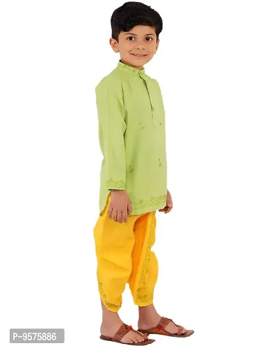 "superminis Baby Boys Embroidered Cotton Ethnic Wear Kurta with Dhoti (Green, 18-24 Months)"-thumb2