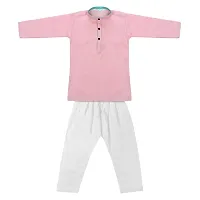 "Superminis Baby Boys Ethnic Wear Khadi Cotton Kurta Pyjama Set with Wooden Button (Baby Pink, 5-6 Years)"-thumb1