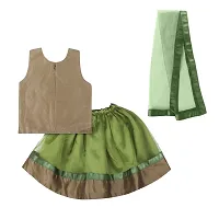 "Superminis Baby Girls 3 Layered Net Lehnga and Embroidered Top Dress with Coloured Dupatta (Lime Green, 4-5 Years)"-thumb1