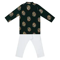 "Superminis Baby Boys Cotton Ethnic Wear Gold Foil Printed Kurta with Elastic White Pyjama (Mehandi Green, 3-6 Months)"-thumb2