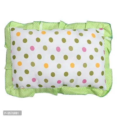 "Superminis Cotton Baby Head Pillow with 2 Bolster/Round Side Pillows - Embroidered, Dot Printed for New Born (0-12 Months, Green)"-thumb3