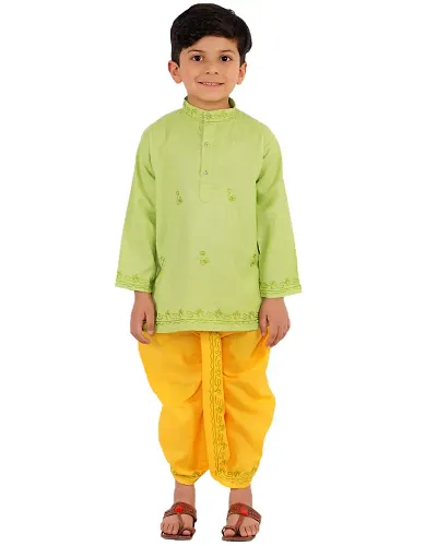 "superminis Baby Boys Embroidered Ethnic Wear Kurta with Dhoti (Green, 18-24 Months)"