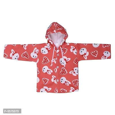 Superminis Unisex Cartoon Print Front Open Hooded Winter Set (0-6 Months, Red)-thumb2