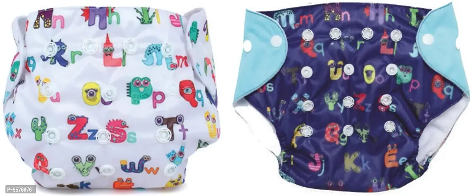 "Superminis ""CARES"" Baby Diaper - Waterproof, Adjustable, Washable and Reusable Pocket Diapers for Newborns and Infants, Pack of 2"-thumb0