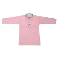 "Superminis Baby Boys Ethnic Wear Khadi Cotton Kurta Pyjama Set with Wooden Button (Baby Pink, 6-7 Years)"-thumb2