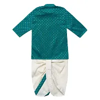 "superminis Boy's Cotton Kurta with Dhoti - Golden Thread Work, Round Collar, Full Sleeves, Side Button Kurta Set for Ethnic Wear (Green, 2-3 Years)"-thumb1