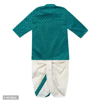 "superminis Boy's Cotton Kurta with Dhoti - Golden Thread Work, Round Collar, Full Sleeves, Side Button Kurta Set for Ethnic Wear (Green, 2-3 Years)"-thumb2