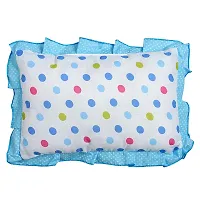 "Superminis Cotton Baby Head Pillow with 2 Bolster/Round Side Pillows - Embroidered, Dot Printed for New Born (0-12 Months, Sky Blue)"-thumb2