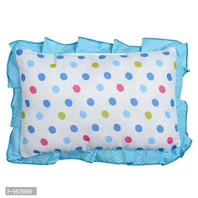 "Superminis Cotton Baby Head Pillow with 2 Bolster/Round Side Pillows - Embroidered, Dot Printed for New Born (0-12 Months, Sky Blue)"-thumb3