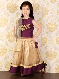 Superminis Baby Girls 3 Layered Net Lehnga, Choli with Flower Shaped Patch and Net Dupatta Dress (Purple, 2-3 Years)-thumb2