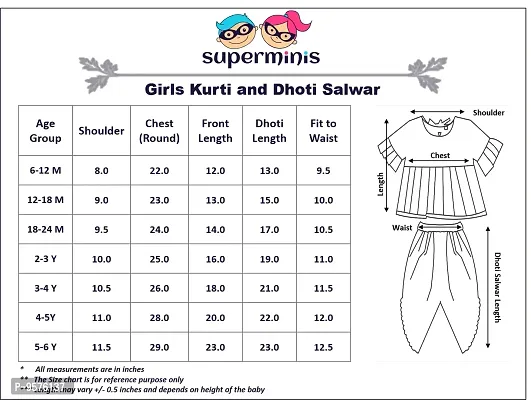 Superminis Baby Girls Jaipuri Print Frock Style Kurti with Frill Sleeves and Dhoti Style Salwar with Elastic Closure Ethnic Dress (Peach, 5-6 Years)-thumb3