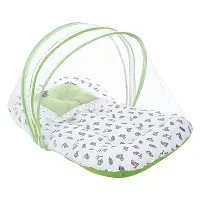 "Superminis Cotton Baby Bedding Set with Pillow and Mosquito Net - Foldable Mattress, Printed, Double Side Zip Closure for New Born (6-12 Months, Green)"-thumb2