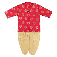 "Superminis Baby Boys Fancy Ethnic Wear Cotton Golden Thread Work Kurta with Cream Color Elastic Dhoti (Magenta, 12-18 Months)"-thumb2