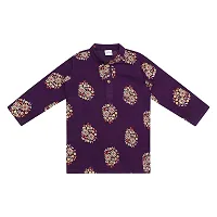 "Superminis Baby Boys Cotton Ethnic Wear Gold Foil Printed Kurta with Elastic White Pyjama (Purple, 7-8 Years)"-thumb3