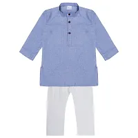 Superminis Baby Boys Ethnic Wear Khadi Cotton Kurta Pyjama Set with Wooden Button (Sky Blue, 18-24 Months)-thumb1