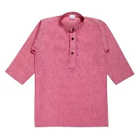 "Superminis Boy's Handloom Cotton Kurta with Pyjama - Embroidered, Round Collar, Knee Length, Full Sleeves for Ethnic Wear (Pink, 6-7 Years)"-thumb2
