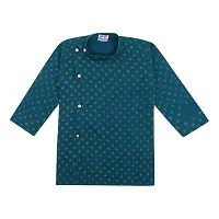 "Superminis Boys Fancy Colorful Cotton Ethnic Wear Side Button Printed Kurta with Colored Pyjama (Green, 5-6 Years)"-thumb3